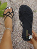 Women's Casual Outdoor French Elegant Comfortable Soft Beach Party Criss-Cross Strap Flip Flops Flat Round Toe Sandals